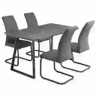 Modern Concrete Effect Top 1.4m Dining Table and Chairs